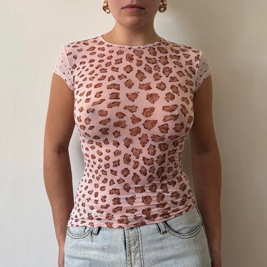 Morgan de Toi pink leopard top - Size S
