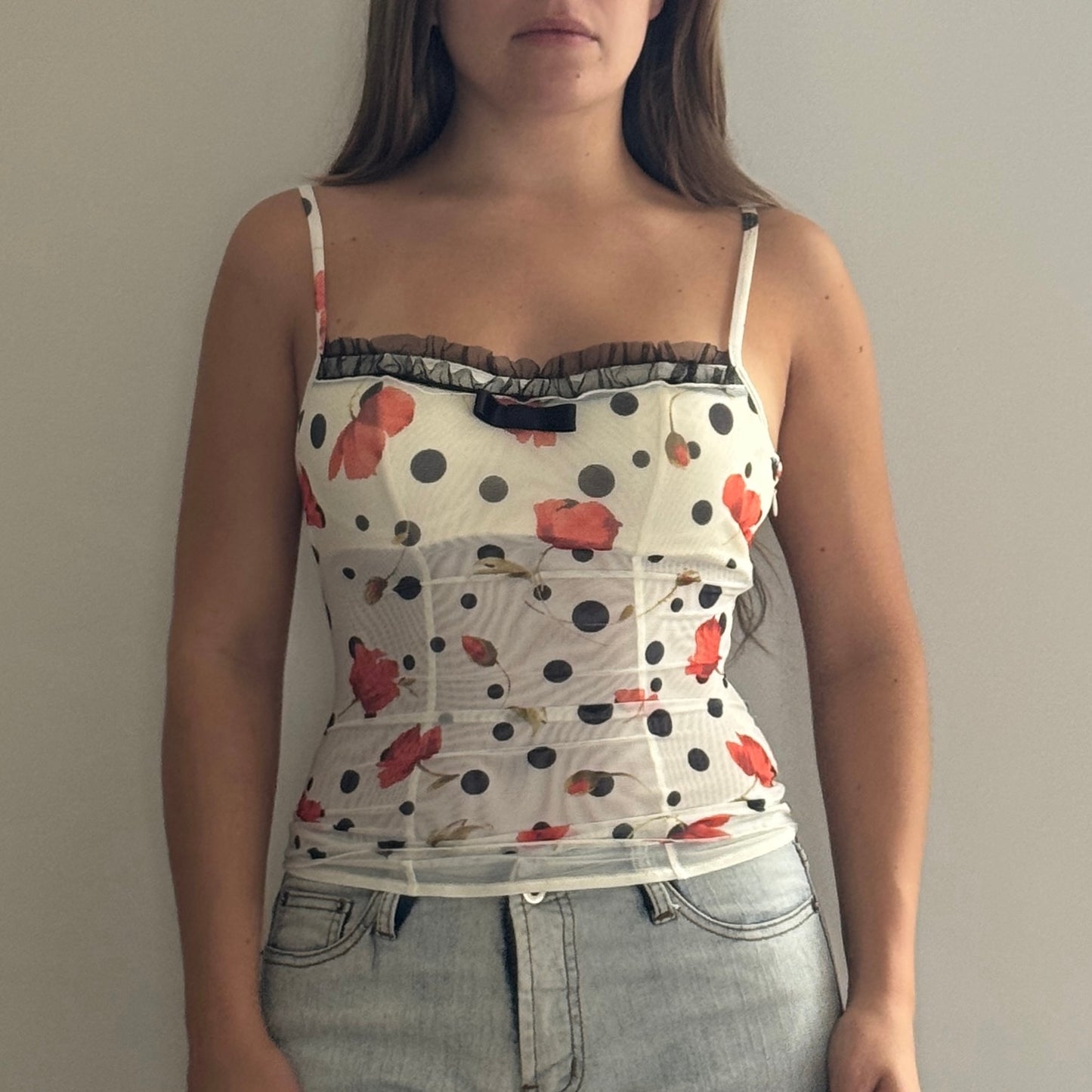 Polka dot mesh corset - Size S