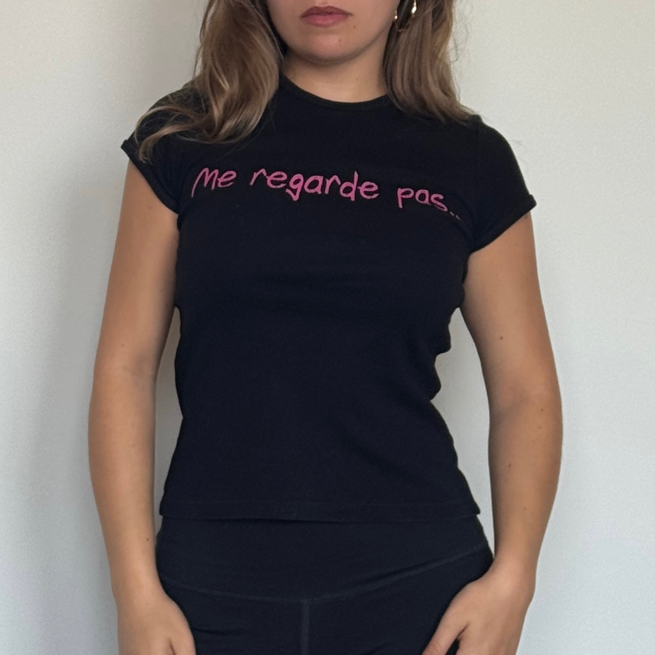 Black slogan t-shirt - Size S