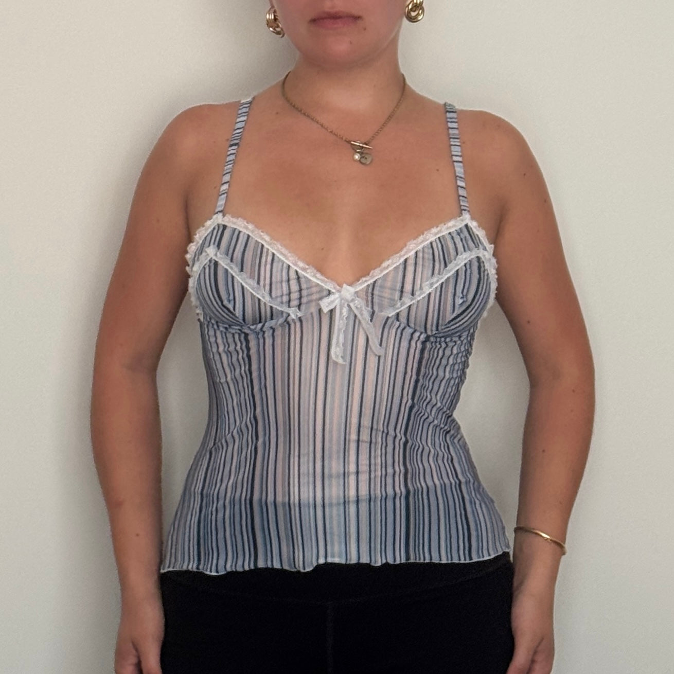 Blue striped mesh cami - Size S