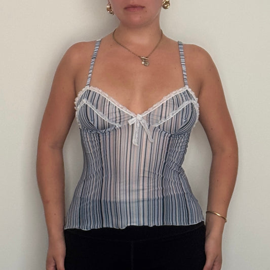 Blue striped mesh cami - Size S