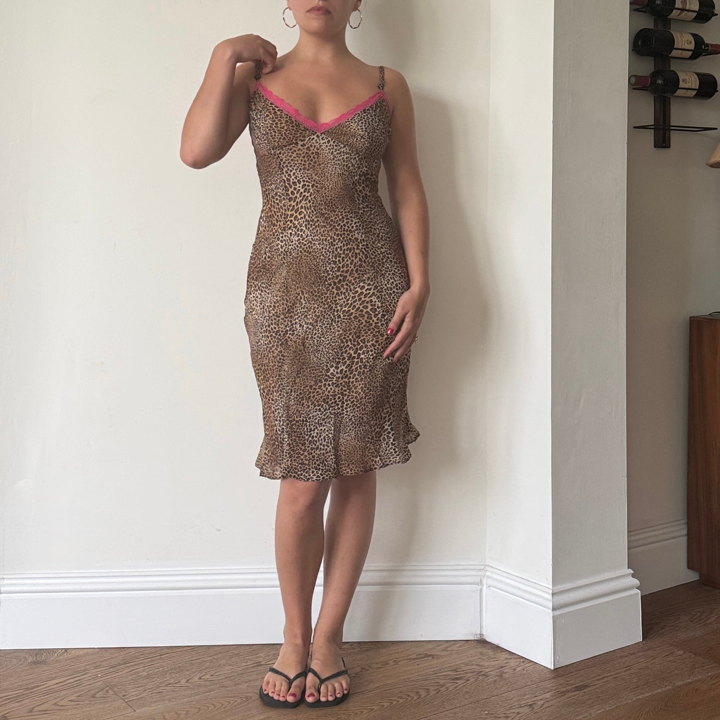 Leopard print mesh midi dress - Size S