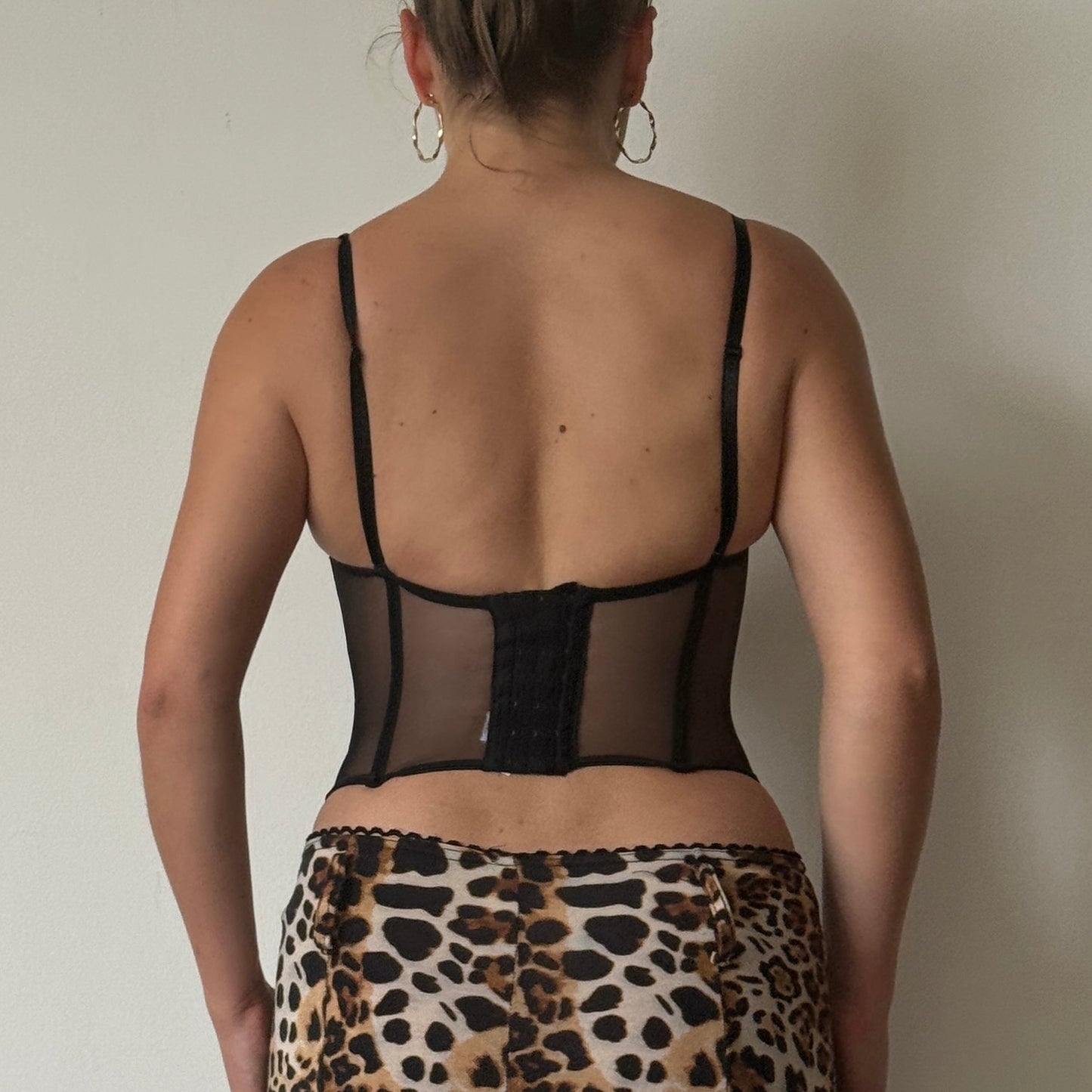 Black floral mesh corset - Size XS/S