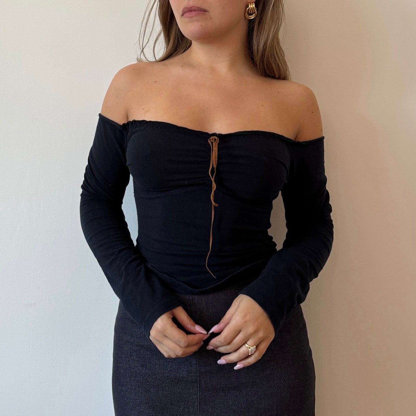 Black off the shoulder top - Size S/M