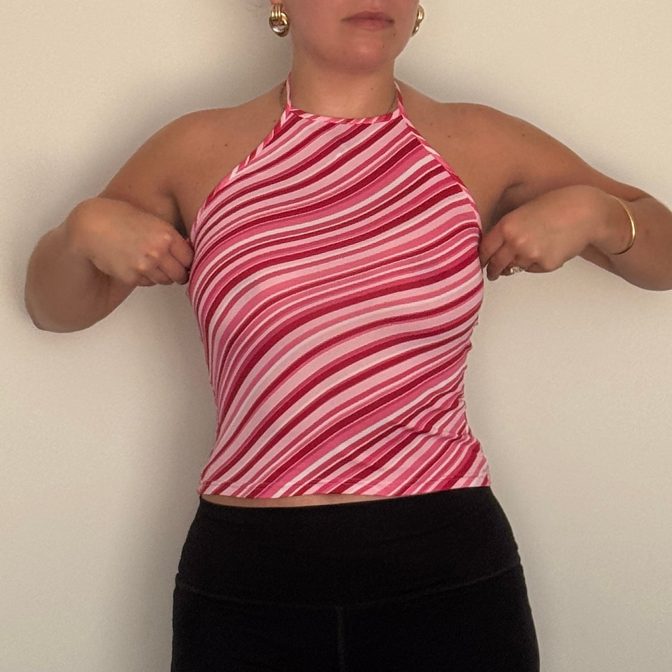 Pink striped halter - Size XS/S