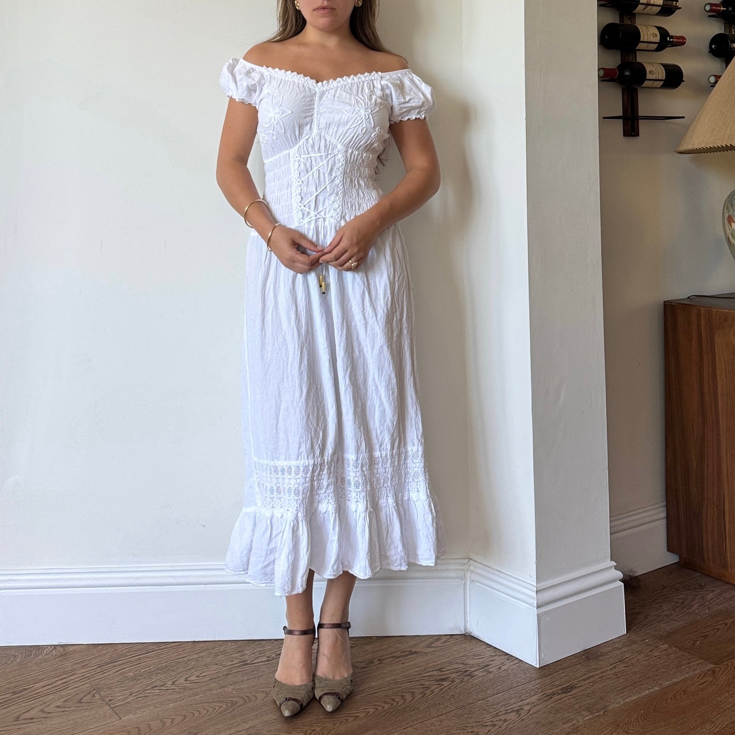 White cotton milkmaid dress - Size M