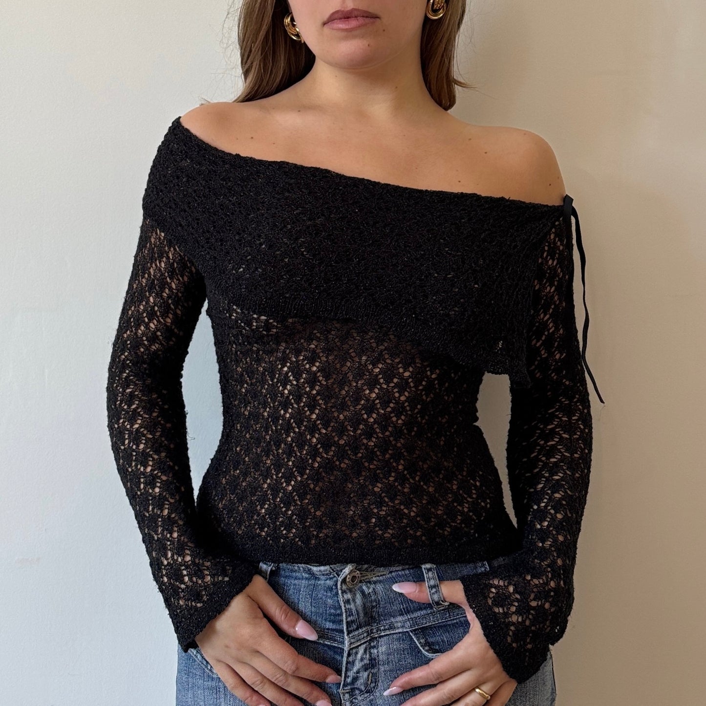 Morgan black knit top - Size S