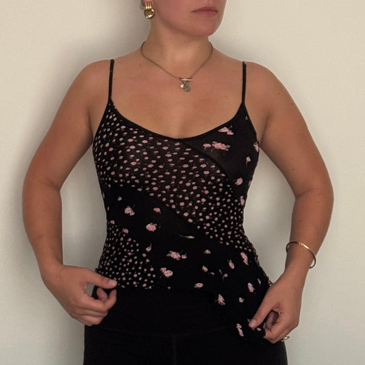 Mesh floral patchwork top - Size S