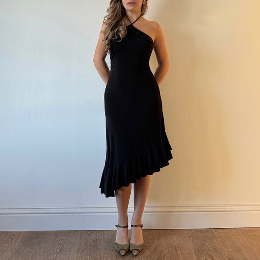 Slinky black midi dress - Size S