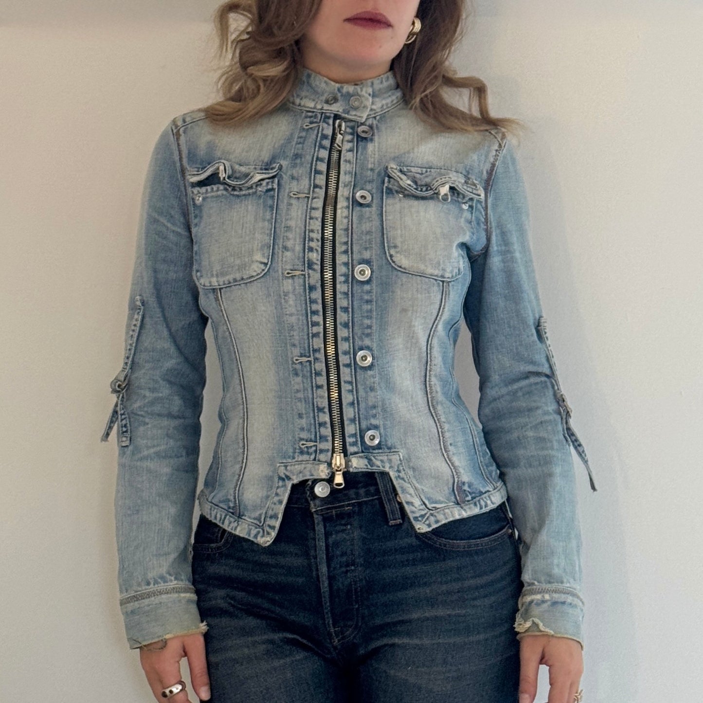 Denim moto jacket - Size XS/S