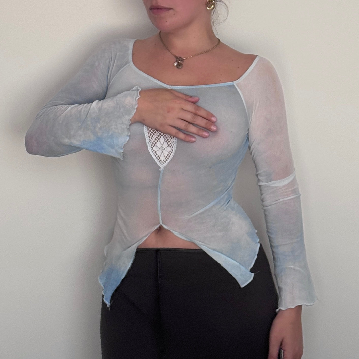 Blue mesh blouse - Size XS/S