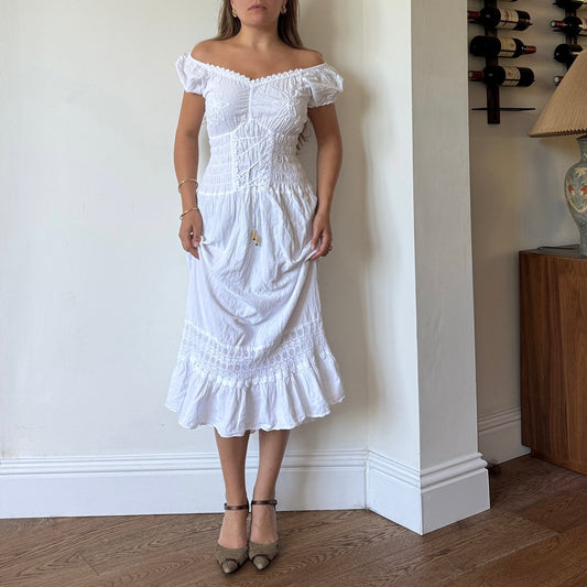 White cotton milkmaid dress - Size M