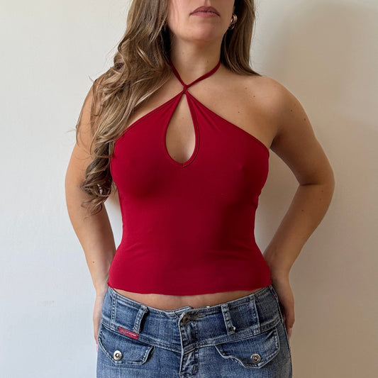 Red halter neck top - Size S