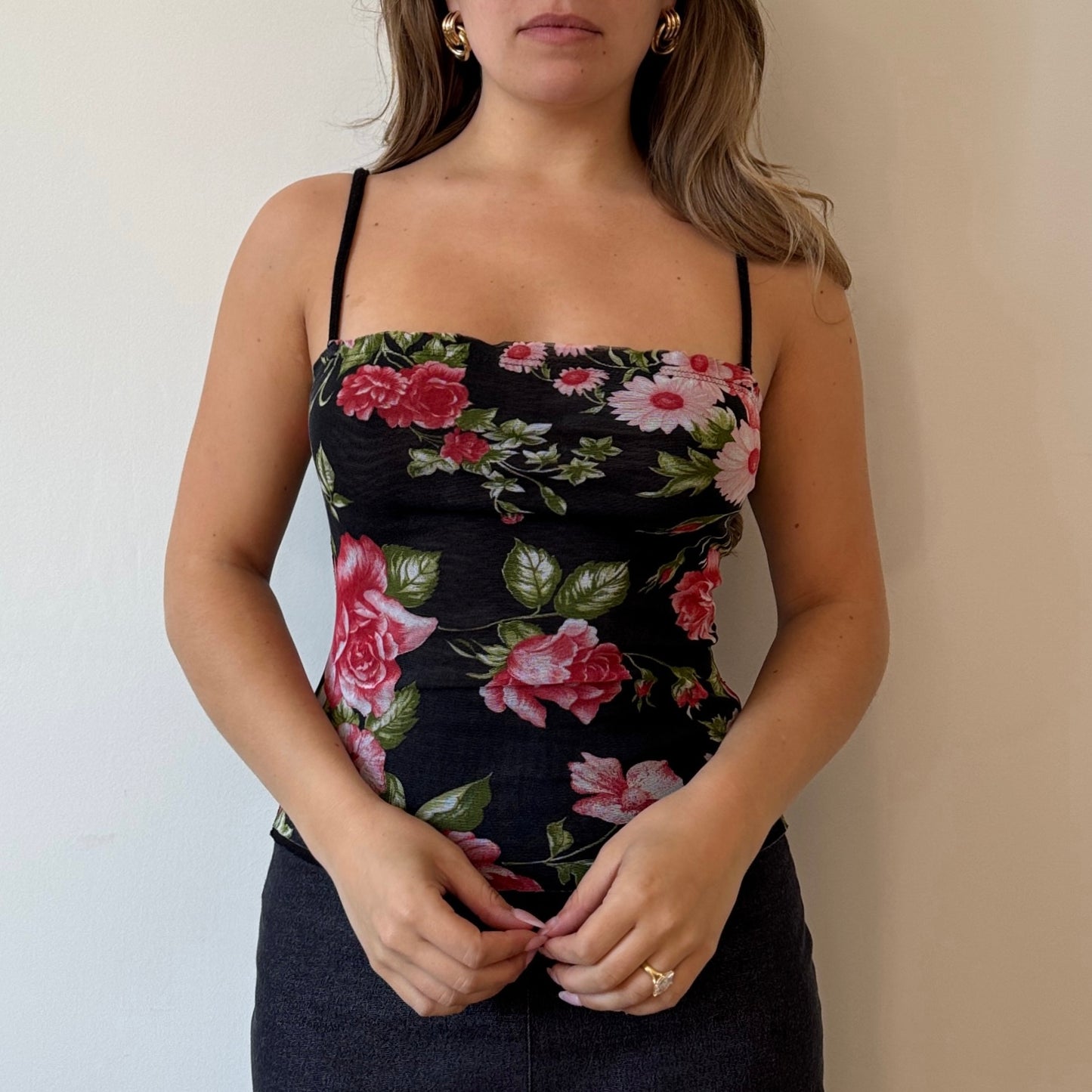 Black floral cami - Size S