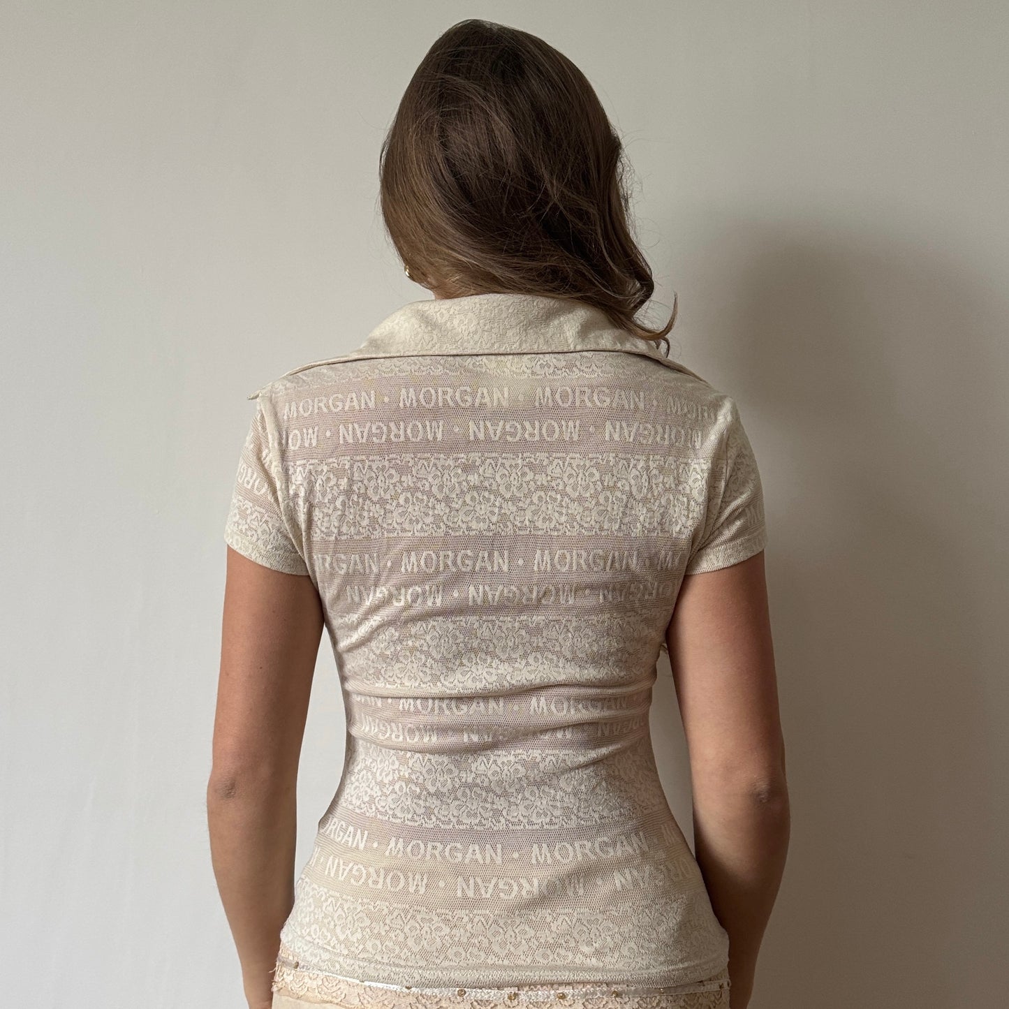 Morgan de Toi mesh monogram top - Size M