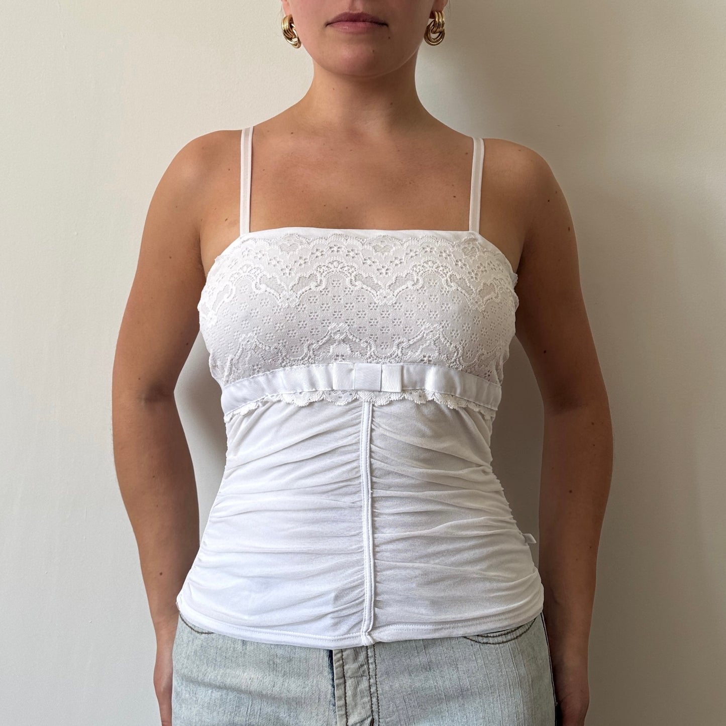 White Morgan ruched cami - Size S