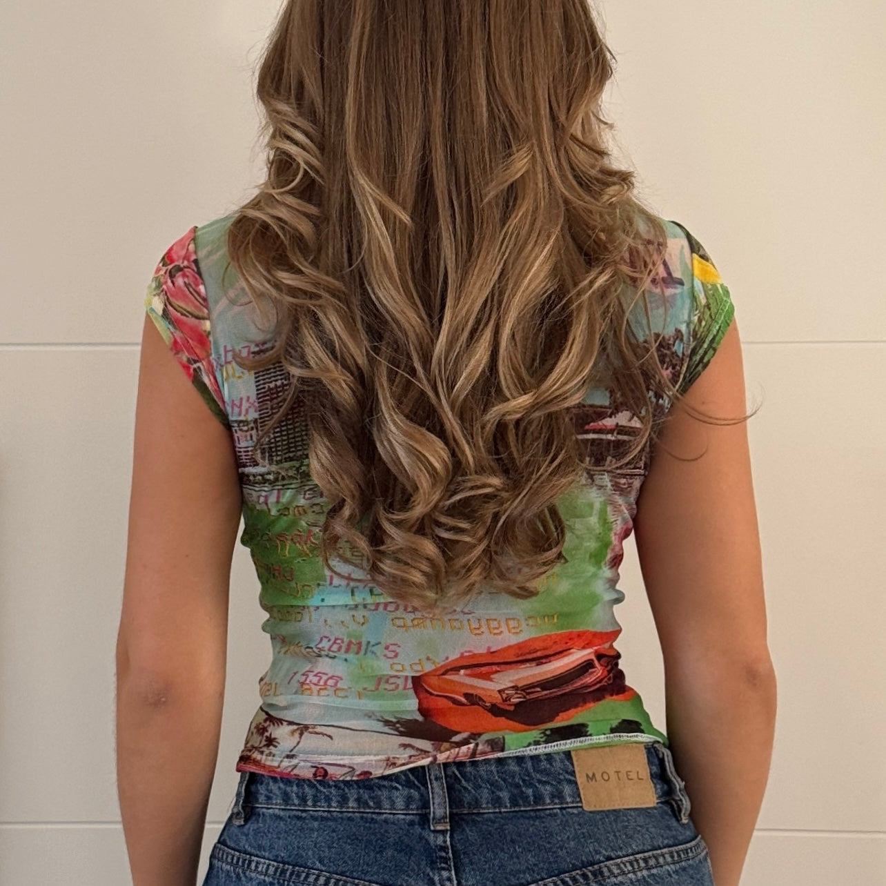 Miami print mesh top - Size S