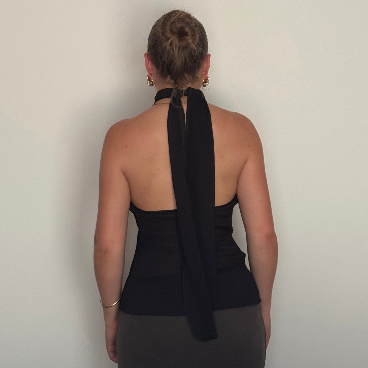 Black plissé top - Size S/M