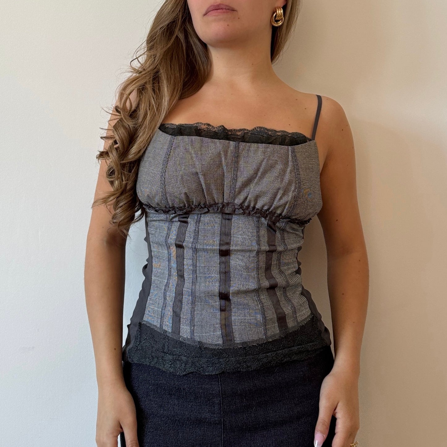 Grey mesh corset top - Size S