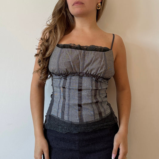 Grey mesh corset top - Size S
