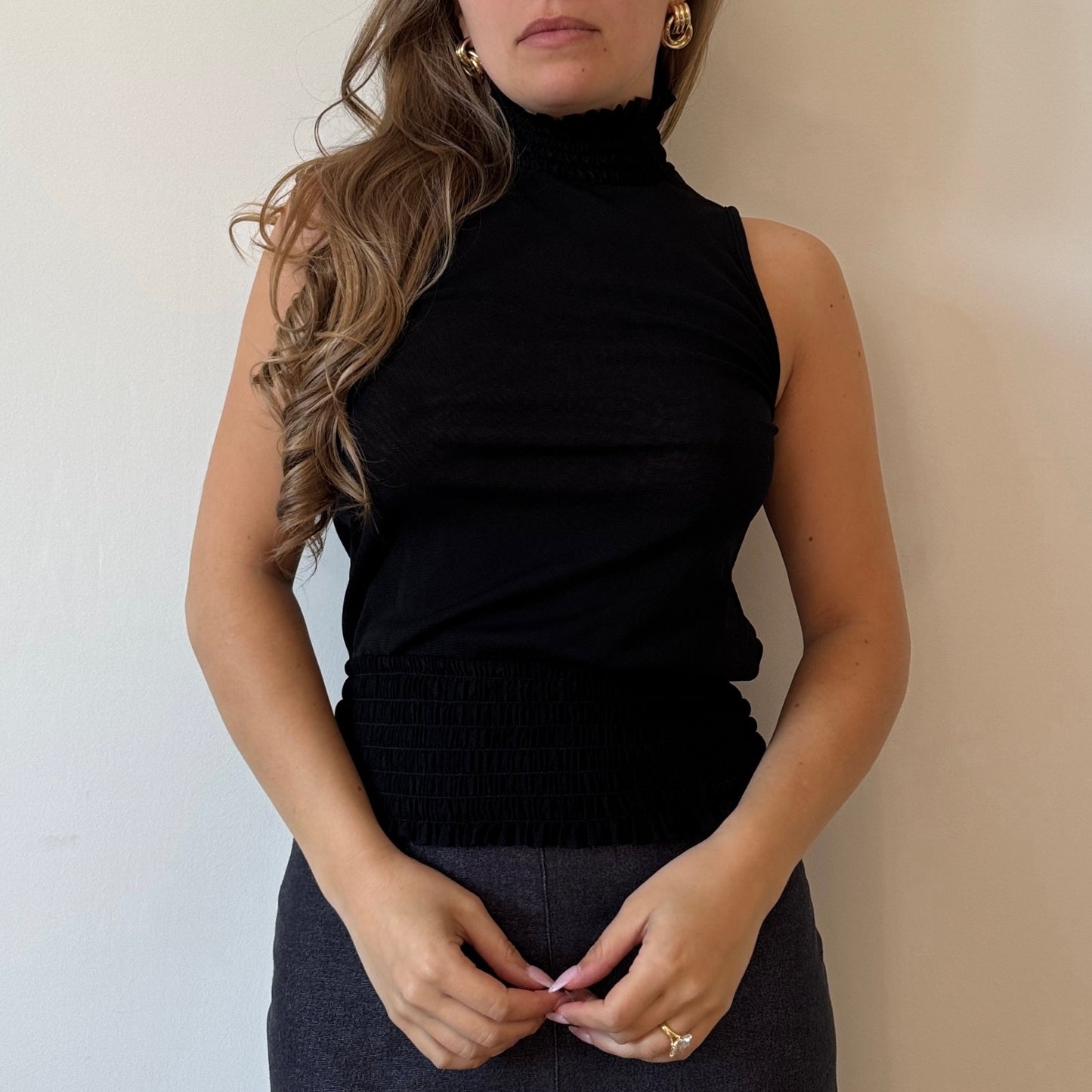 Black mesh backless top - Size S