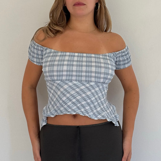 Blue backless milkmaid top - Size S