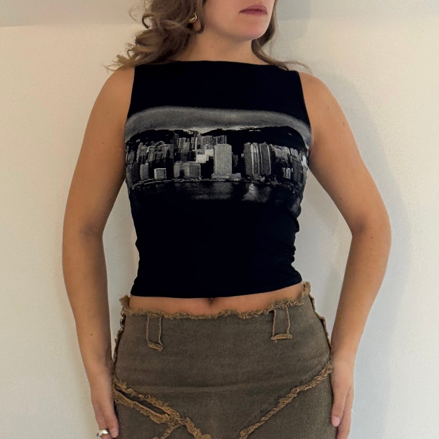 Black printed vest - Size XS