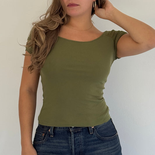 Morgan de Toi green mesh top - Size S