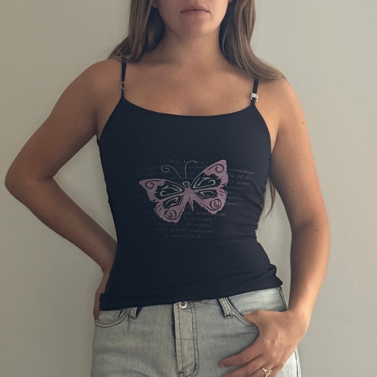 Black butterfly cami - Size S