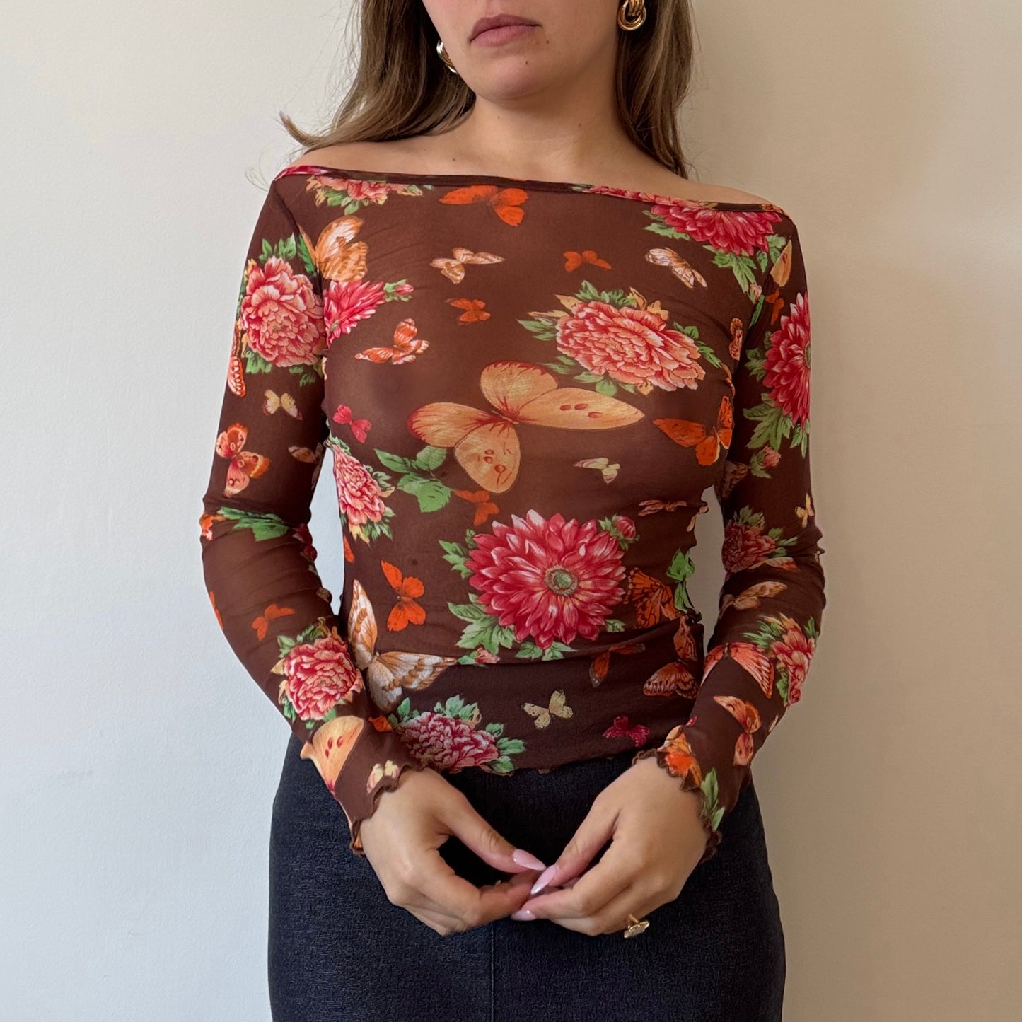 Floral mesh top - Size S