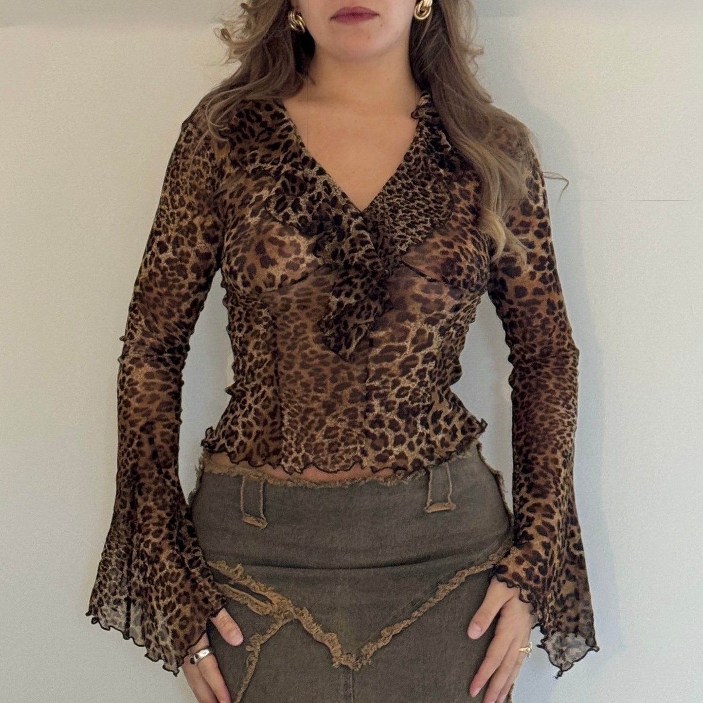 Leopard mesh blouse - Size S
