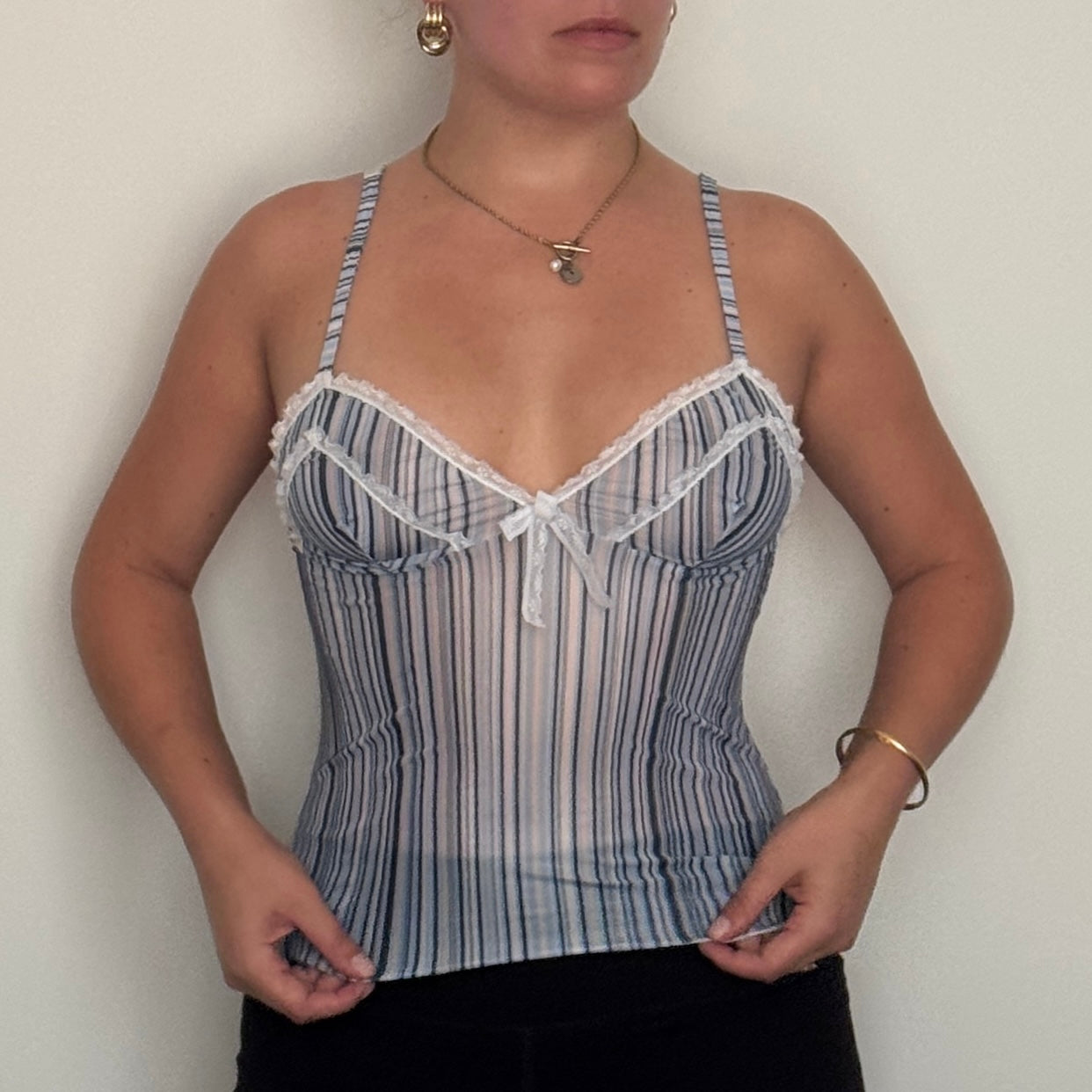 Blue striped mesh cami - Size S