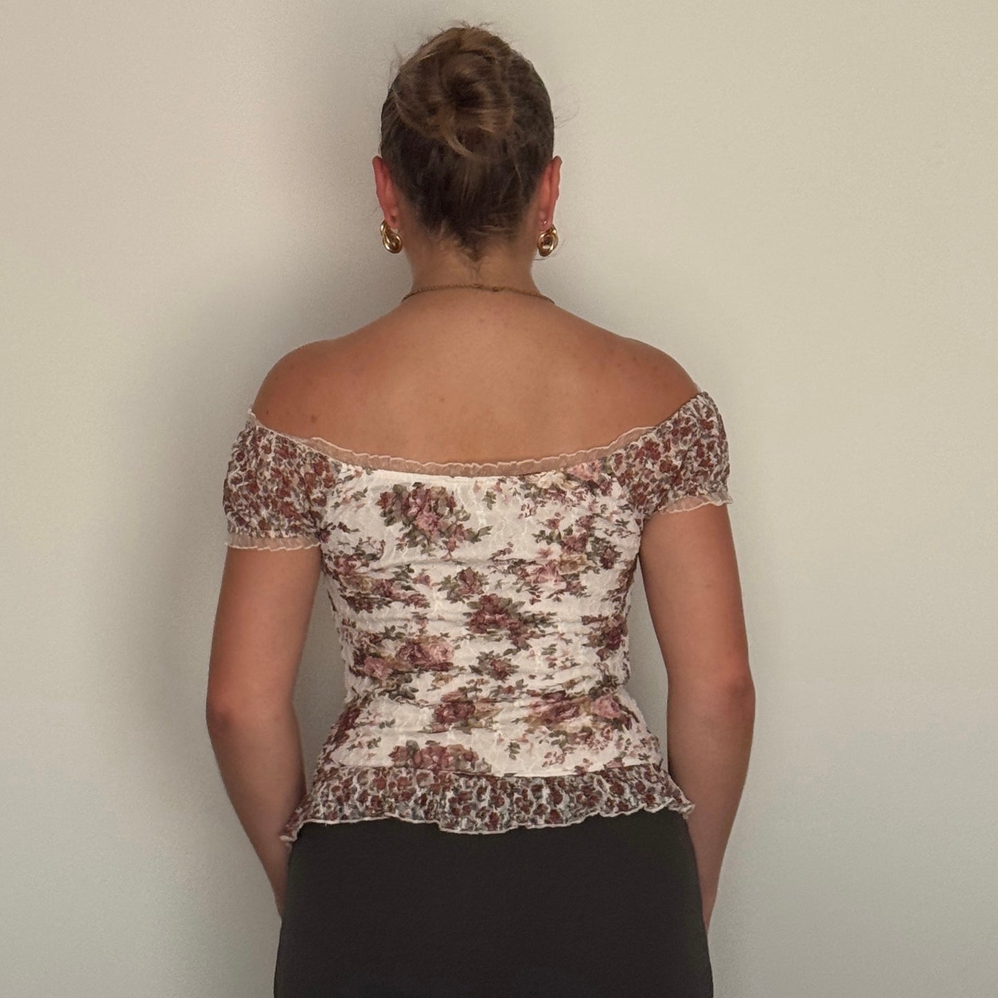 Floral mesh milkmaid corset - Size S
