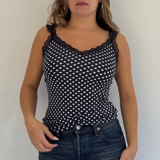 Blue polka dot cami - Size S/M