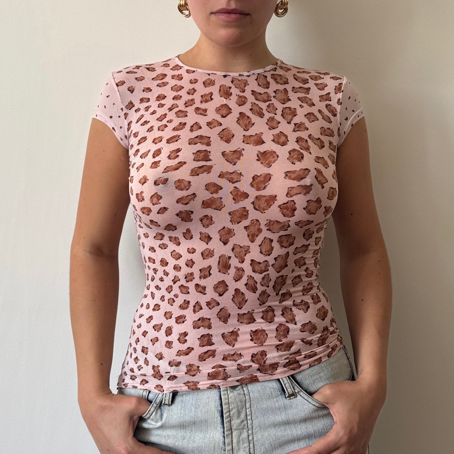 Morgan de Toi pink leopard top - Size S