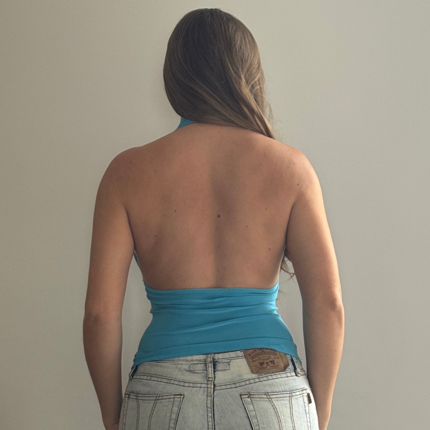 Blue cutout halter top - Size S/M