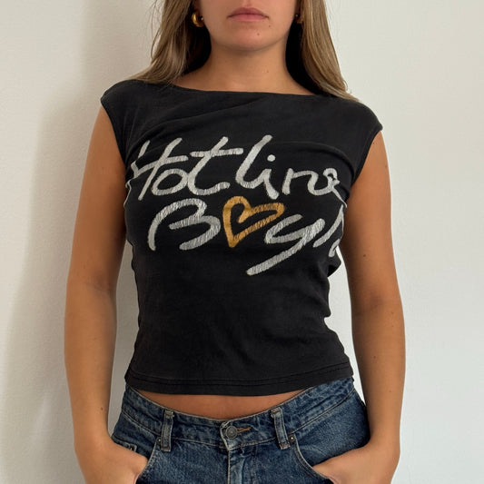 Black slogan top - Size S