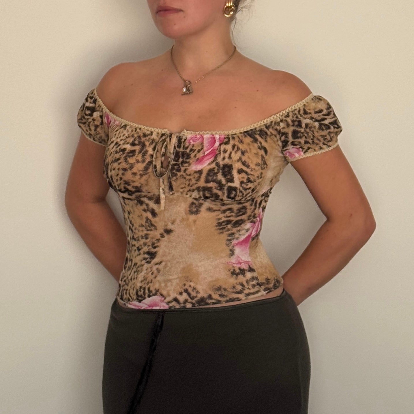 Leopard milkmaid top - Size S
