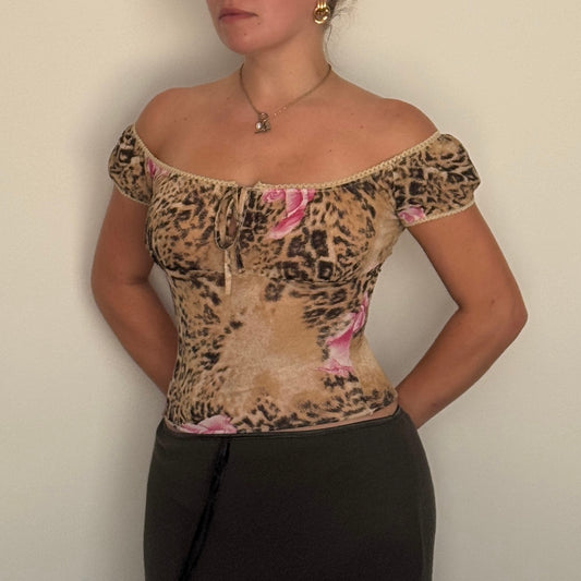 Leopard milkmaid top - Size S