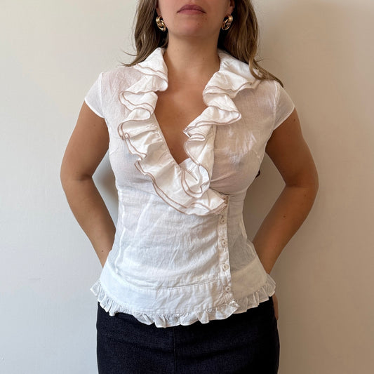 White ruffle blouse - Size S