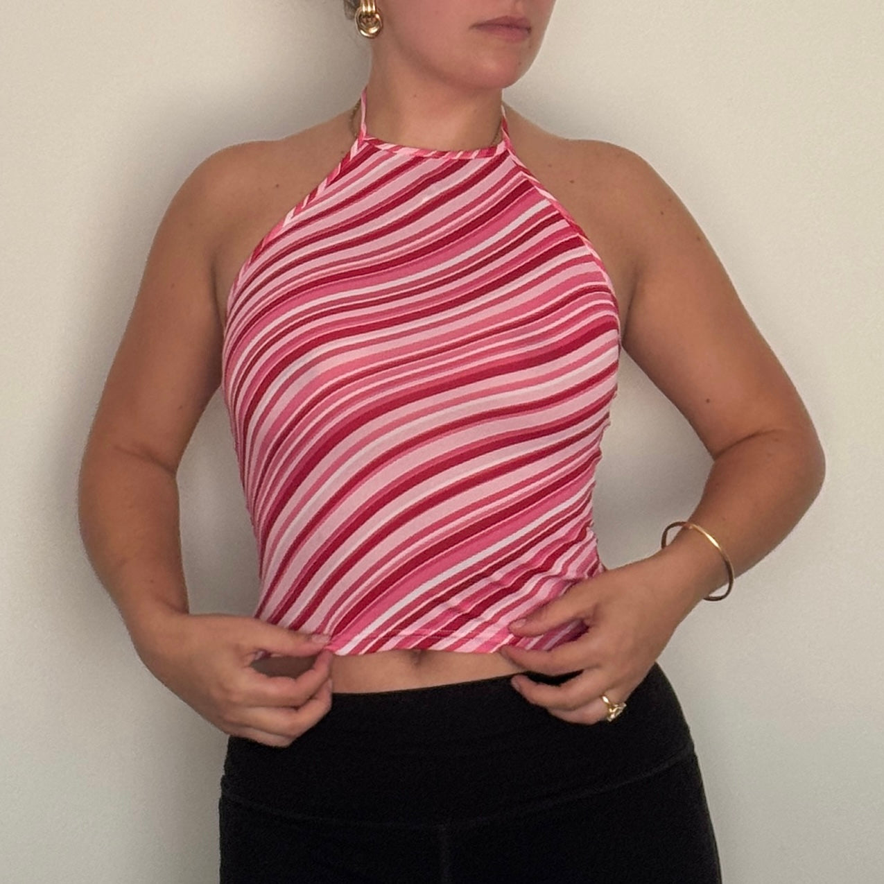 Pink striped halter - Size XS/S