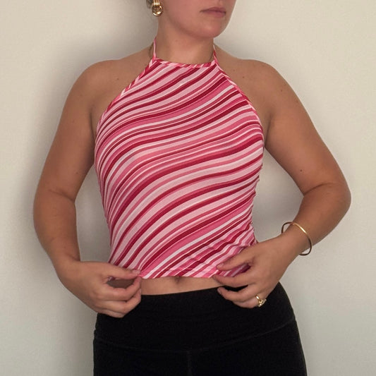 Pink striped halter - Size XS/S