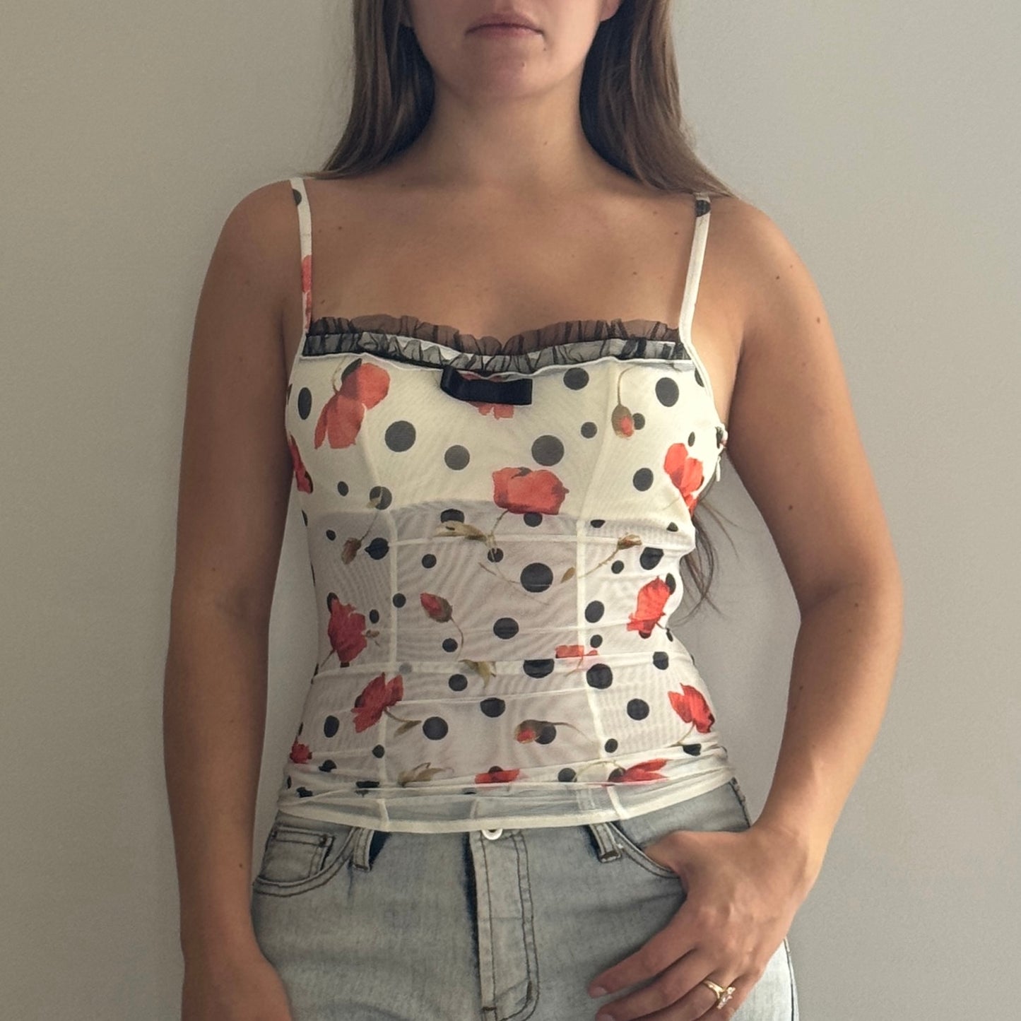 Polka dot mesh corset - Size S