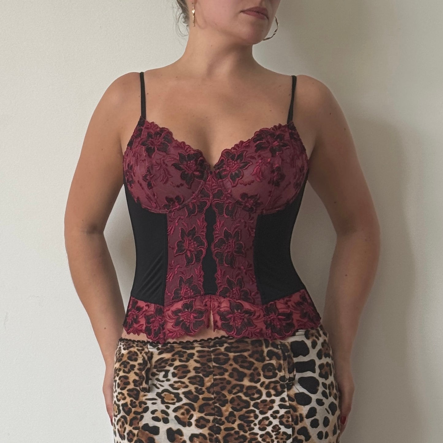 Black and red floral corset - Size S