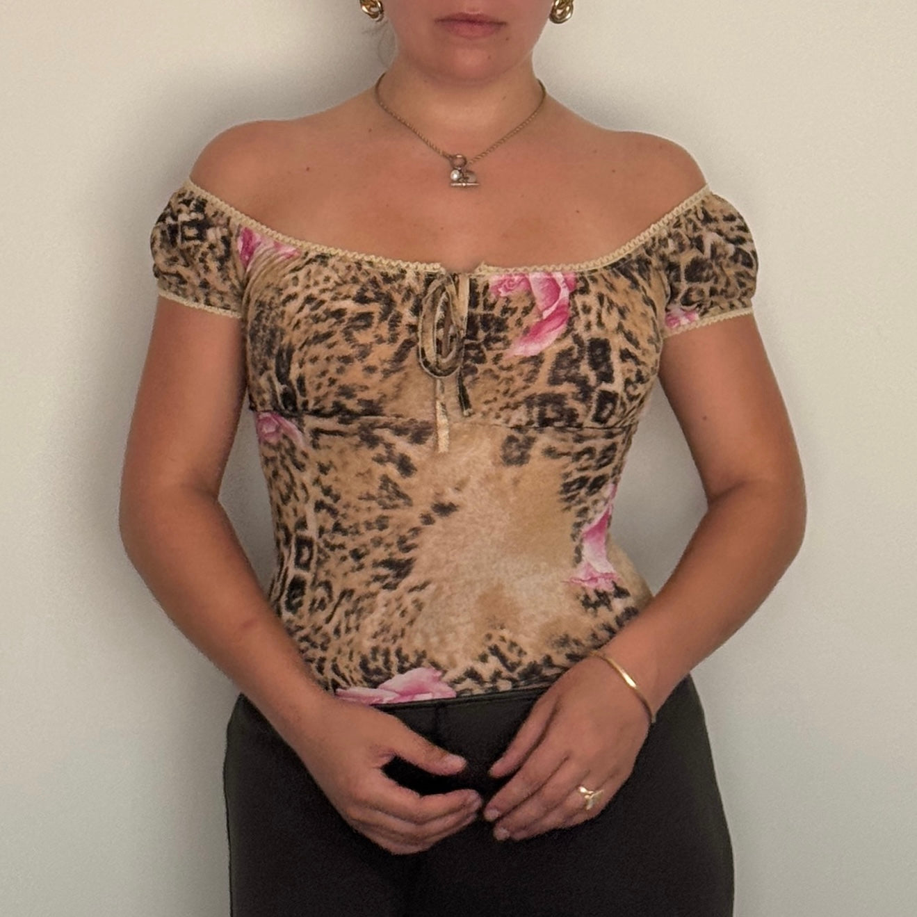 Leopard milkmaid top - Size S