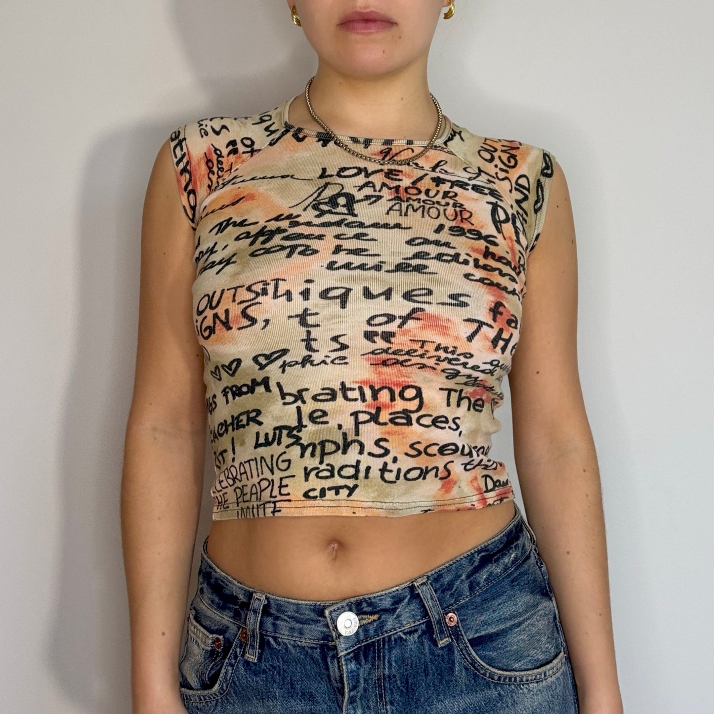 Graphic print crop top - Size XS