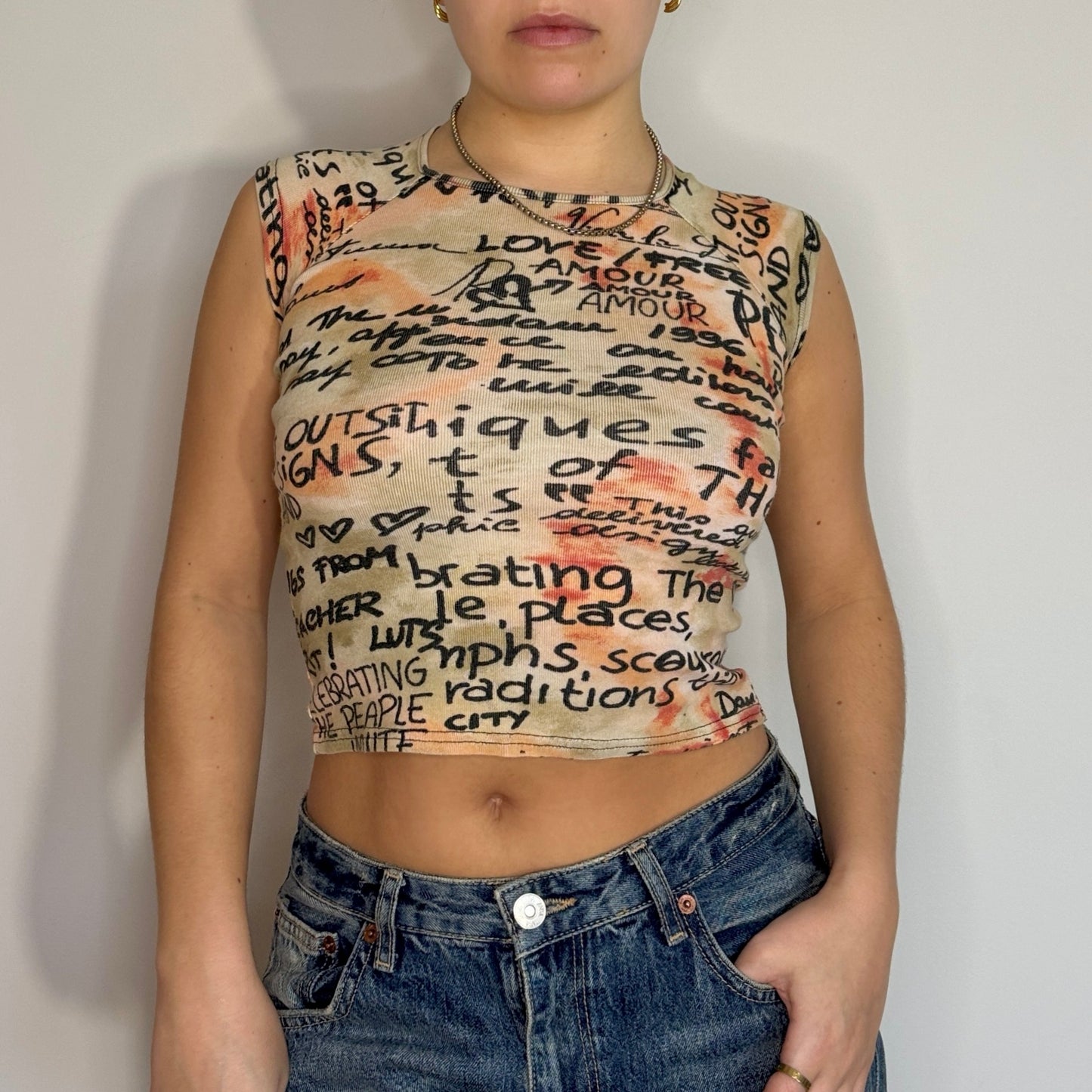 Graphic print crop top - Size XS