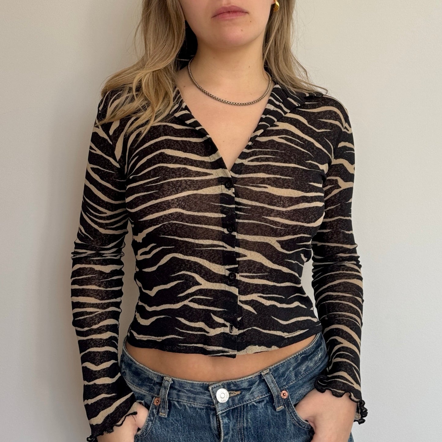 Mesh zebra print top - Size S