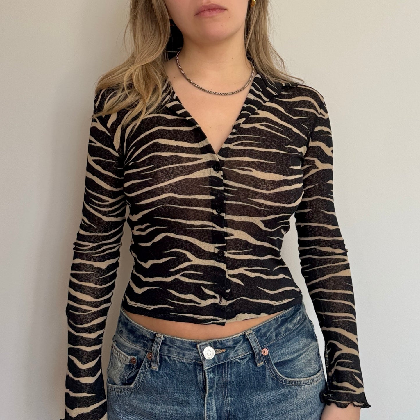 Mesh zebra print top - Size S