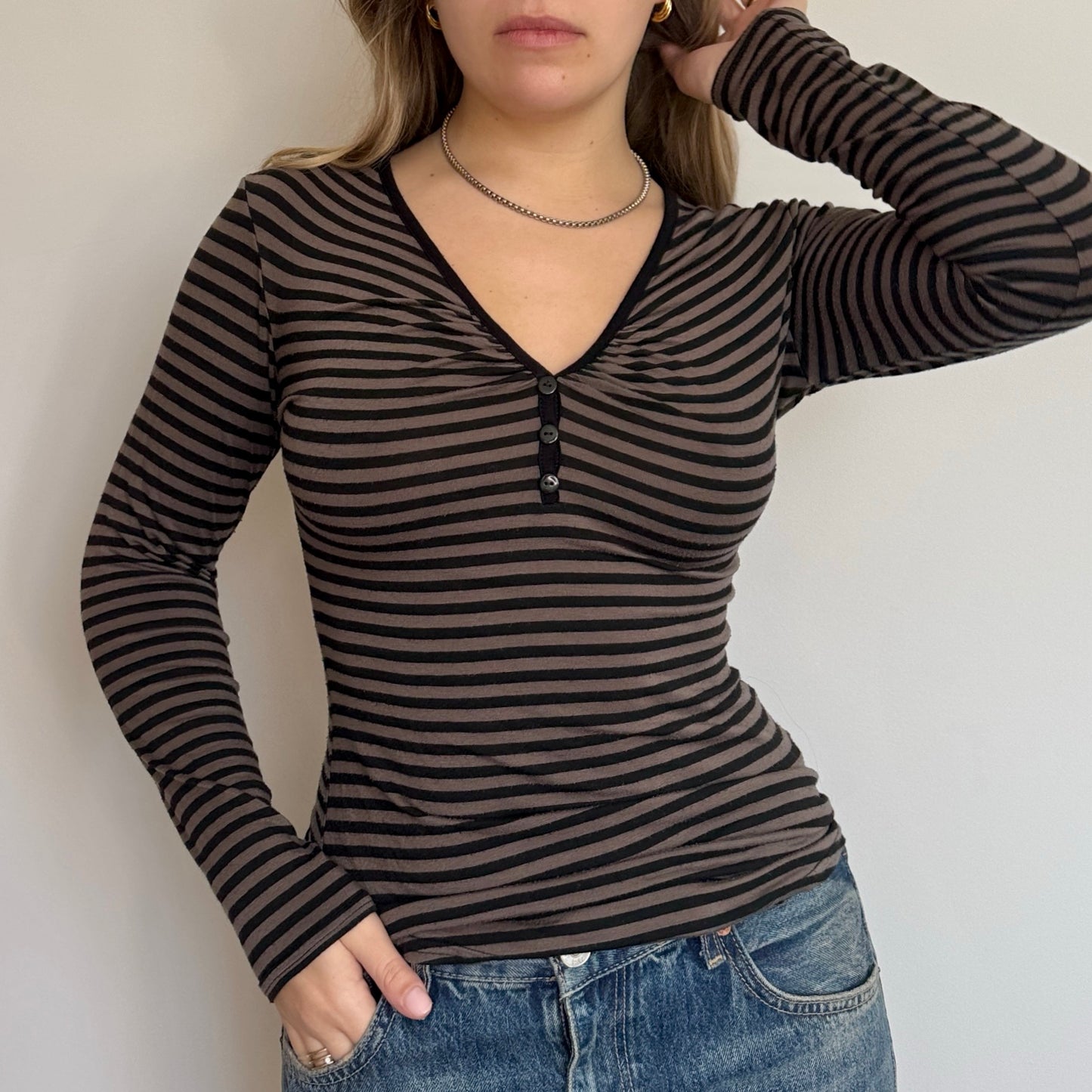 Striped long-sleeved top - Size S